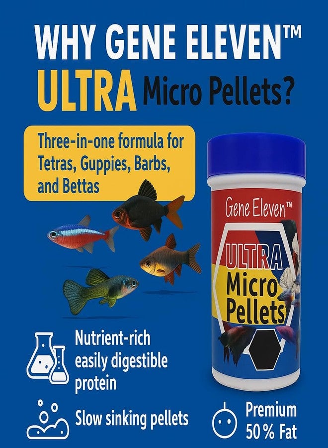 VAYINATO Aquatic Remedies Gene Eleven Ultra Micro Pellets, 30G | Fish Food for Baby Tetras, Guppies, Barbs and Bettas | Slow Sinking 0.2Mm (200 Micron) - Image 2